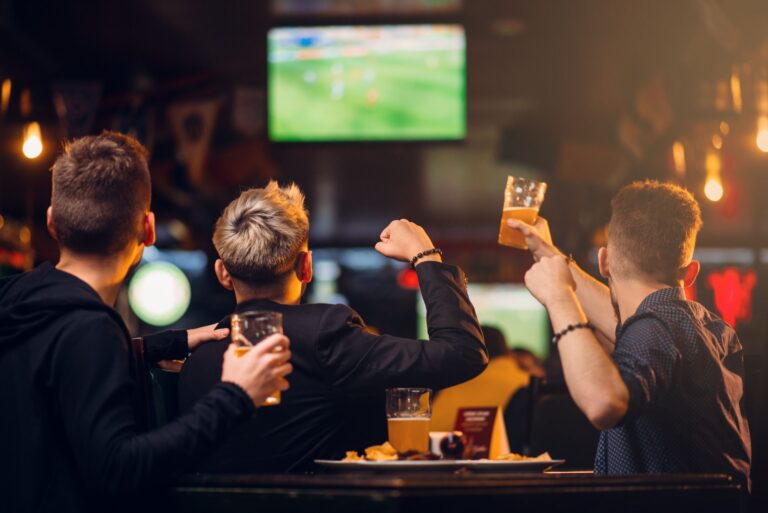watching football at a sports bar
